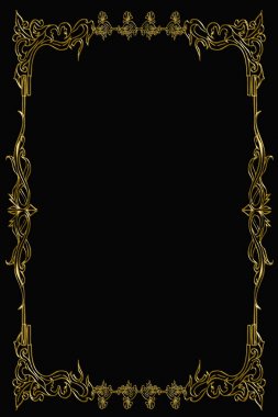 siyah arka plan üzerinde vintage çiçek çerçeve