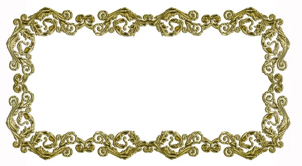 Golden Floral Frame Isolated White Background — Stock Photo, Image