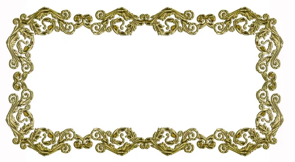 Gouden Bloemen Frame Geïsoleerd Witte Achtergrond — Stockfoto