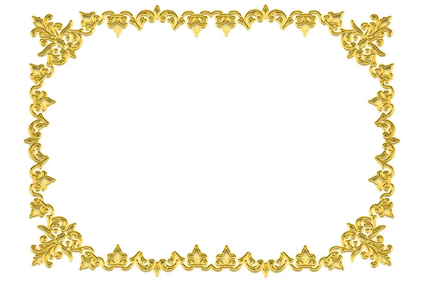 Gouden Bloemen Frame Geïsoleerd Witte Achtergrond — Stockfoto