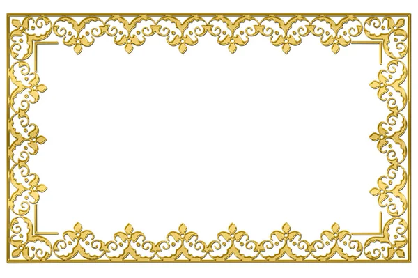 白い背景に隔離された金色の花のフレーム — ストック写真