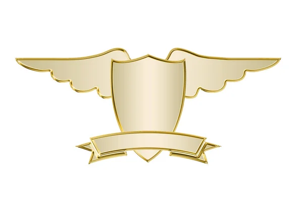 Golden Shield Wings White — Stock Photo, Image