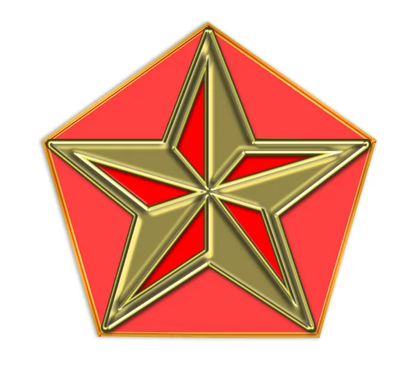 Roter Stern Goldenem Stern Isoliert Auf Weißem Hintergrund — Stockfoto