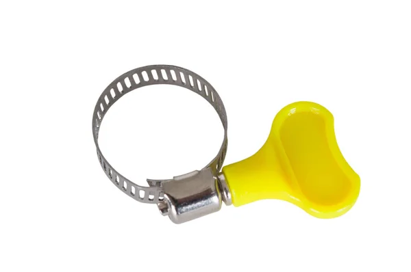Metal Clamps Hose Connection Isolated White Background Close — Stock Photo, Image