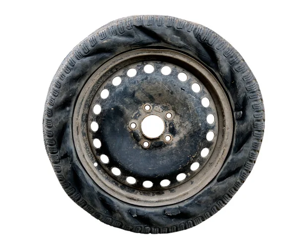 Torn Car Tire Isolated White Background — Stock Photo, Image