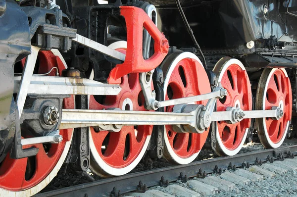 Wheels Ancient Locomotive Close Retro Vehicle — Stock Photo, Image