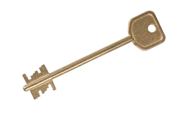 Golden Key Lock Isolated White Background Stock Image
