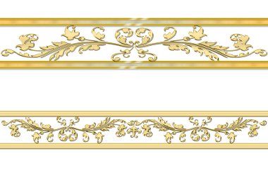 beyaz arka plan üzerinde altın kenarlıklar kümesi