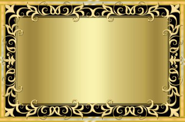 siyah bir arka plan üzerinde altın çerçeve ile vintage arka plan