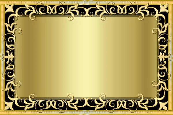 Vintage Background Golden Frame Black Background — Stock Photo, Image