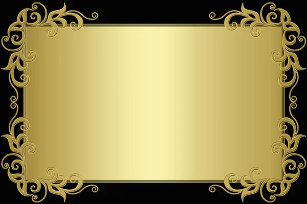 Vintage Background Golden Frame Black Background — Stock Photo, Image