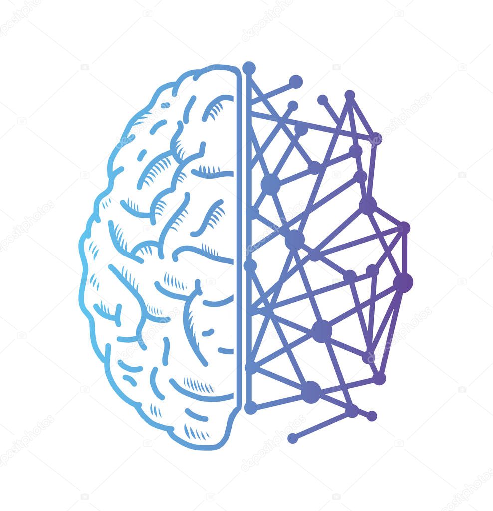 Artificial intelligence icon brain. Vector illustration.