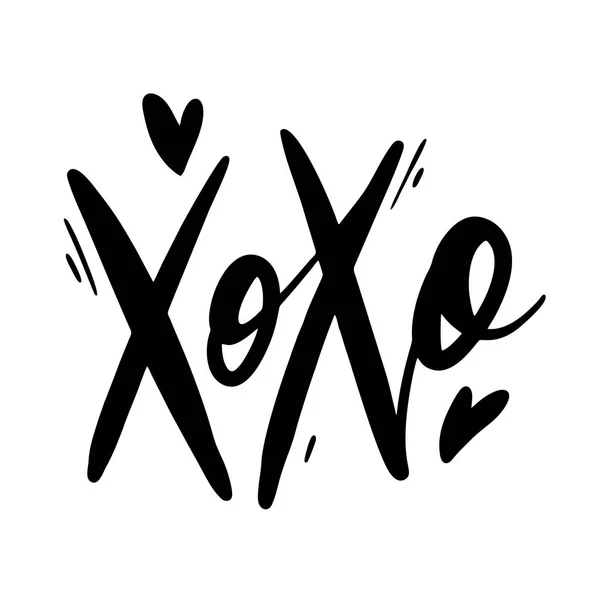 Xoxo Фразы Векторные Буквы Современная Каллиграфия Кистей Романтическая Иллюстрация Белом — стоковый вектор