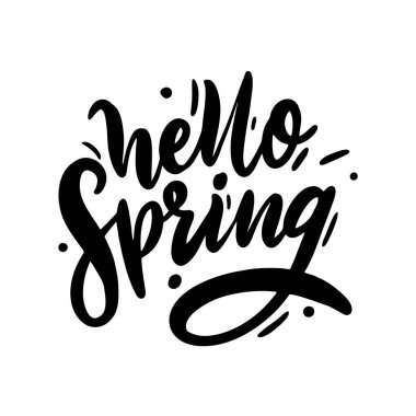 Merhaba bahar el vektör yazı çekilmiş. Beyaz arka plan üzerinde izole. Vektör çizim. Motivasyon teklif.