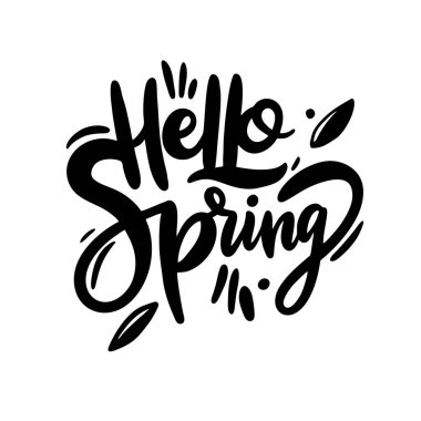 Merhaba bahar el vektör yazı çekilmiş. Beyaz arka plan üzerinde izole. Vektör çizim. Motivasyon teklif.