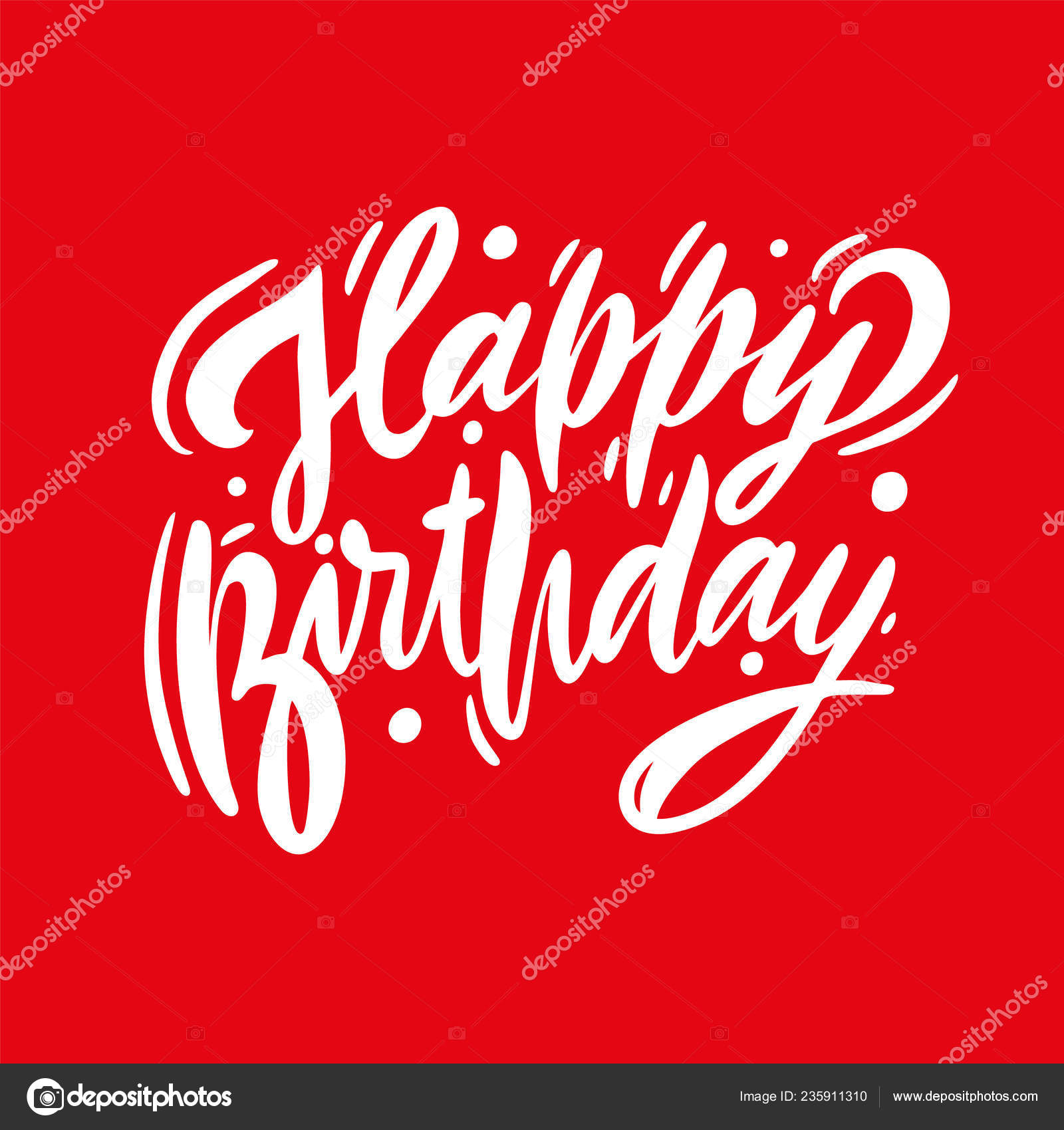 Happy Birthday Vector Lettering Modern Brush Calligraphy Isolated Red Background Stock Vector C Octyarb 235911310