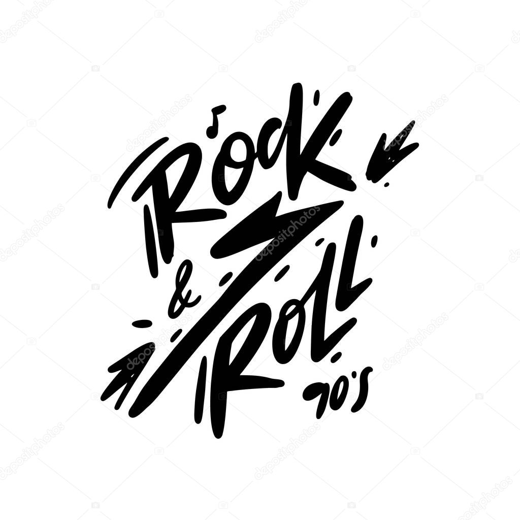 Rock and Roll hand drawn vector lettering. Music Festival logo. Isolated.