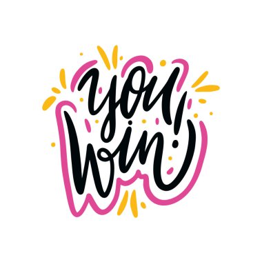Win el ifade yazı vektör çizilmiş. Beyaz arka plan üzerinde izole. Tasarım dekor, kartları, baskı, web, poster, tişört banner