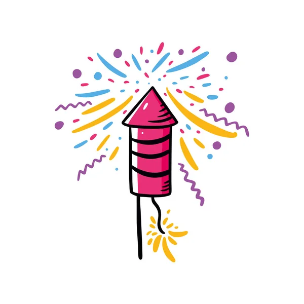 Firecracker Hand drawn vector illustration. Cartoon style. — Stock Vector