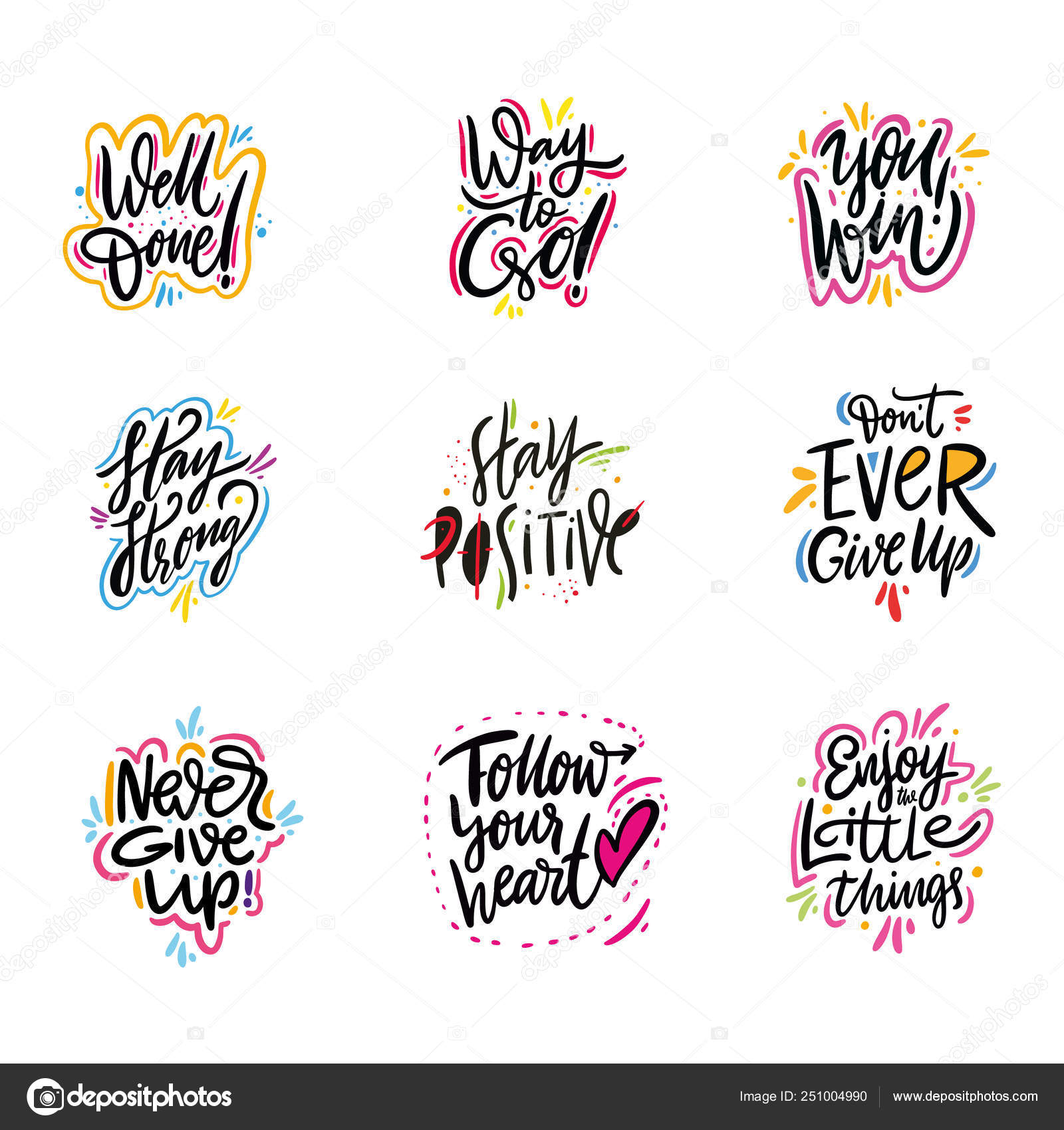 Lettering Motivation quotes vector set. Sweet cute inspiration ...