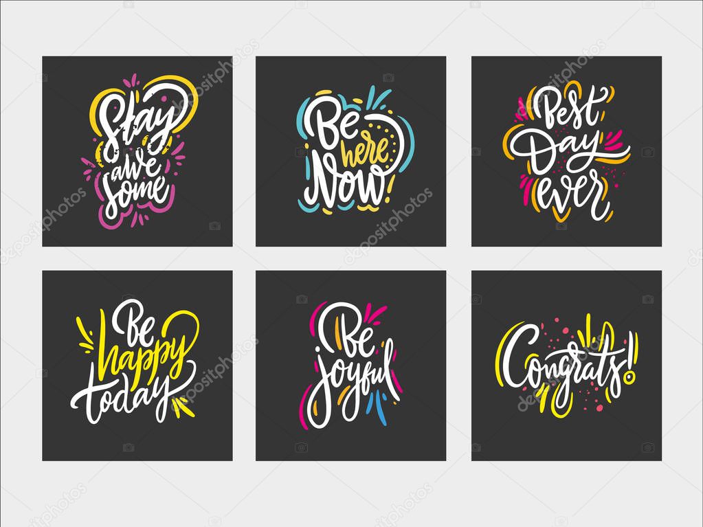 Lettering Motivation quotes vector set. Sweet cute inspiration typography.
