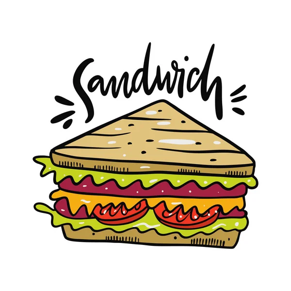 Sandwich hand getekende vector illustrtion. Cartoon stijl. — Stockvector