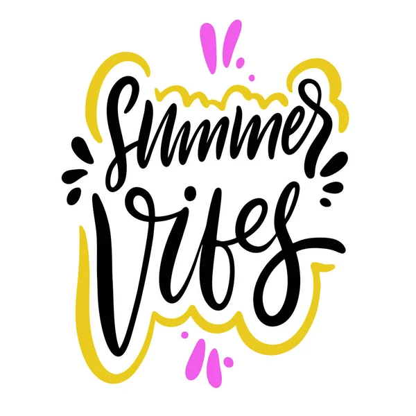 Summer Vibes letras vectoriales dibujadas a mano. Aislado sobre fondo blanco . — Archivo Imágenes Vectoriales