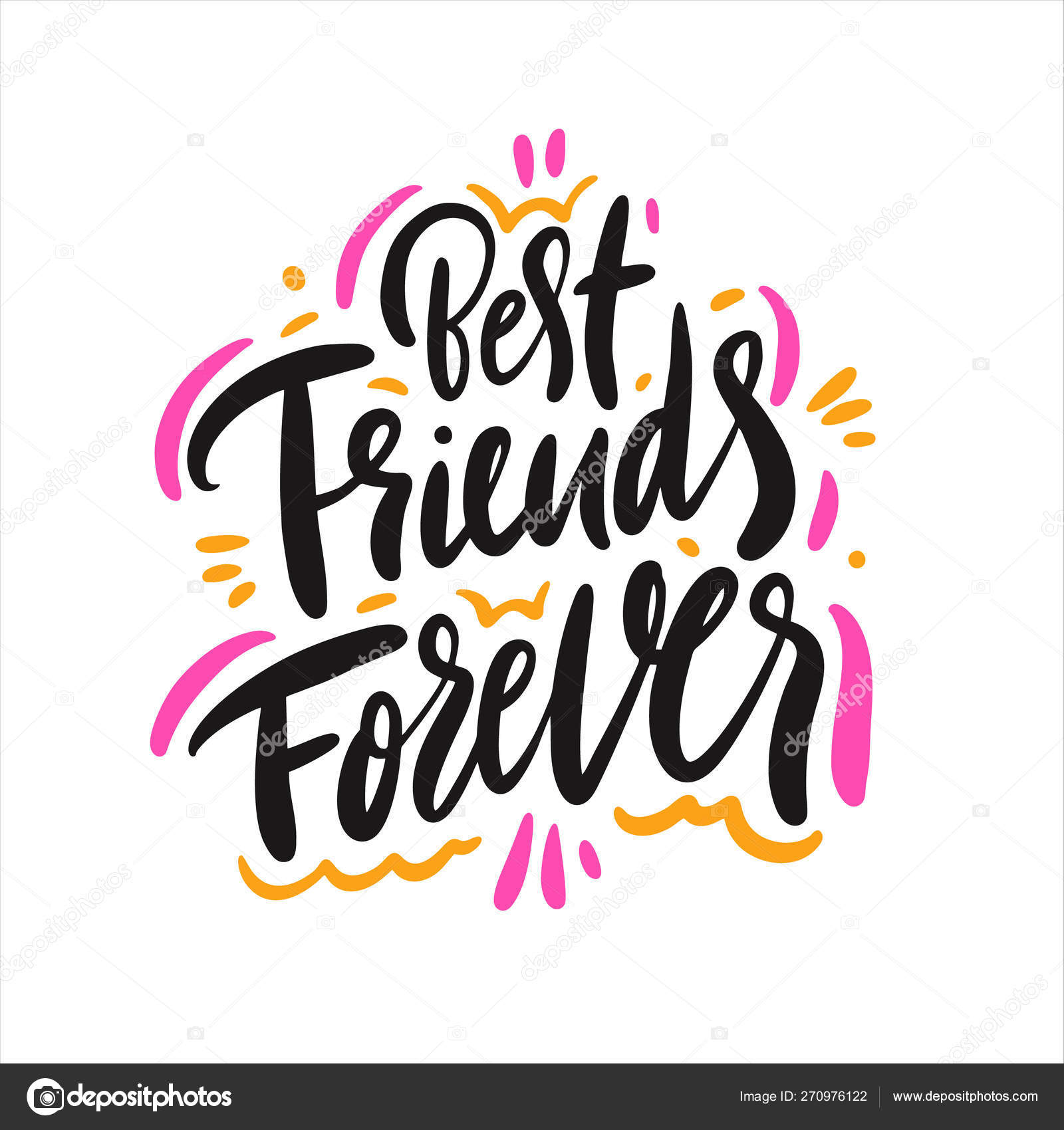 Best Friends Forever. Hand drawn vector lettering. Isolated on white ...