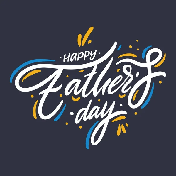 Happy Fathers day holiday hand drawn vector lettering. Isolated on dark background.