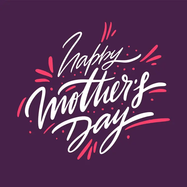 Happy Mothers day holiday. Hand drawn vector lettering. Isolated on violet background.