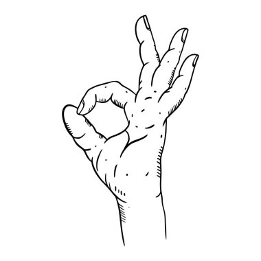 El Tamam el çizilmiş vektör illüstrasyon. Gravür stili.