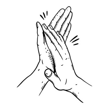 Alkışsembolü. Bravo. El çizilmiş vektör illüstrasyon. Gravür stili.