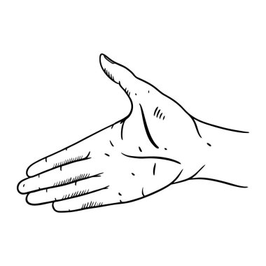 El işareti. El çizilmiş vektör illüstrasyon. Gravür stili.