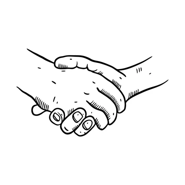 Handshake hand drawn vector illustration. Engraving style. — Stock Vector