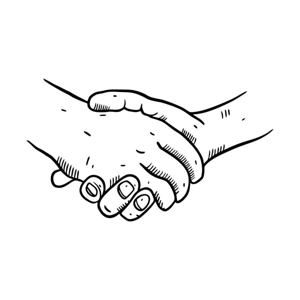 Handshake hand drawn vector illustration. Engraving style.