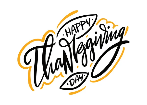 Happy Thanksgiving holiday hand drawn vector lettering. Isolated on white background.