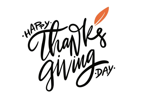 Happy Thanksgiving holiday hand drawn vector lettering. Isolated on white background.