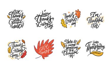 Sonbahar el çizilmiş harf cümleseti. Toplama vektör illüstrasyon. Beyaz arka planda yalıtılmış.