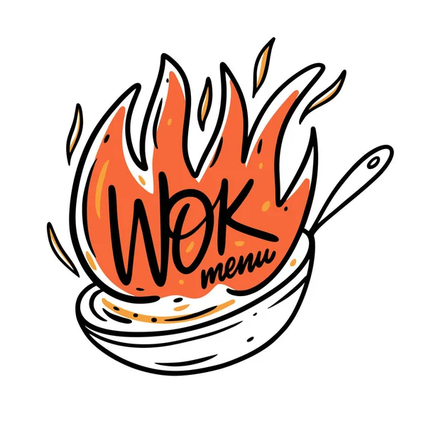 Illustration de menu Wok. Cartoon style. Illustration vectorielle. Isolé sur fond blanc. — Image vectorielle