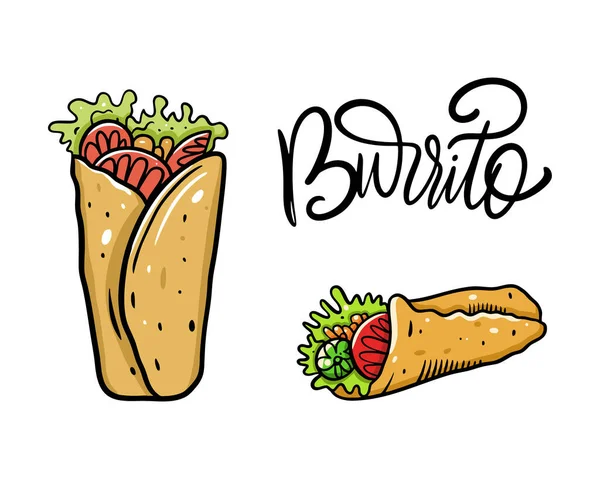Burrito gesetzt. Cartoon Vector Illustration. Isoliert auf weißem Hintergrund. — Stockvektor