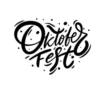 Oktoberfest siyah logosu poster için. El çizimi harfler. Metin vektör illüstrasyonu.