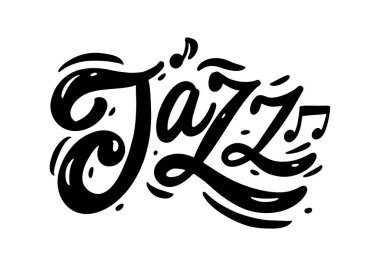 Caz metni. El çizimi harfler. Siyah kaligrafi. Vektör çizimi. Beyaz arkaplanda izole.