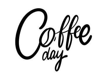 Kahve Günü Tatil Mektubu. Siyah renkli metin. Vektör çizimi. Beyaz arkaplanda izole.