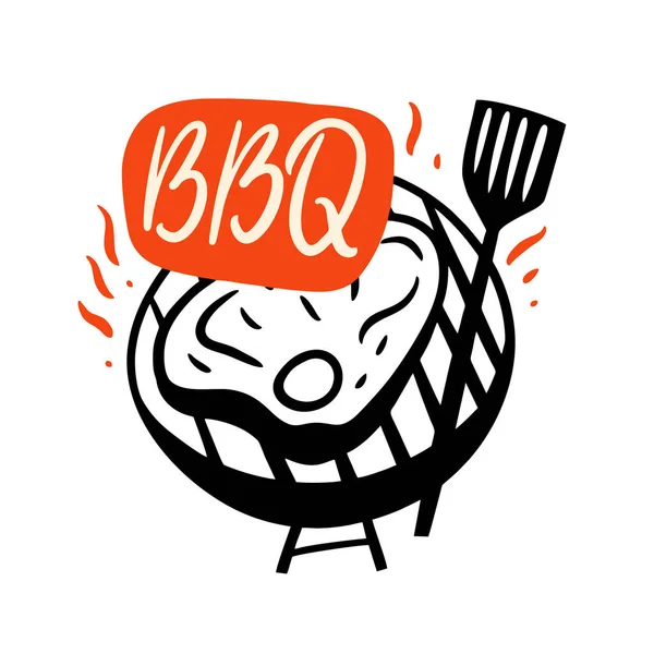 Logo de dessin animé barbecue. Illustration vectorielle. Isolé sur fond blanc. — Image vectorielle