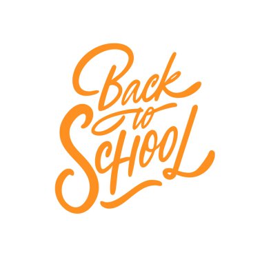 Sarı renkli metin cümlesi Okula Dönüş. Poster arkaplanı için tipografi harfleri değiştirilebilir