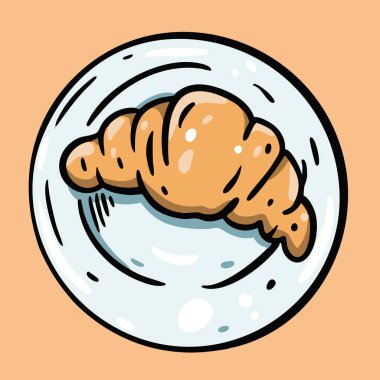 Lezzetli bir kruvasan modern bir tabakta servis edilir. Tüm kahvaltı aşıkları için ideal.