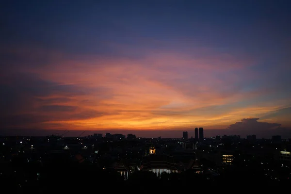 Überblick Stadtbild Mit Der Dämmerung Offenem Himmel Bangkok City Thailand — Stockfoto