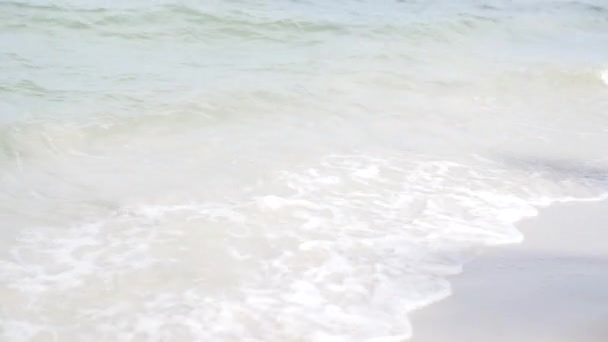 Beautiful Clean White Sand Hua Hin Beach Thailand Closeup Wave — Stock Video