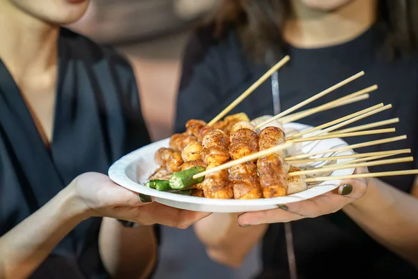 Pittige Mala Chinese Kruiden Barbecue Varkensvlees Thaise Stijl Foodtruck Bangkok — Stockfoto