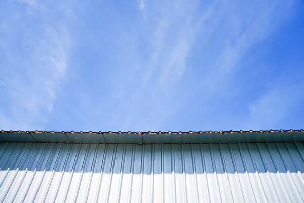 Clearly beautiful blue sky with metal sheet.